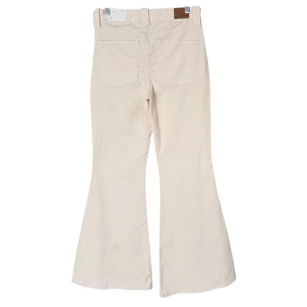 American Eagle Festival Flare Stretch Corduroy Pant Women's 6 Cream Spring NEW - Picture 4 of 9
